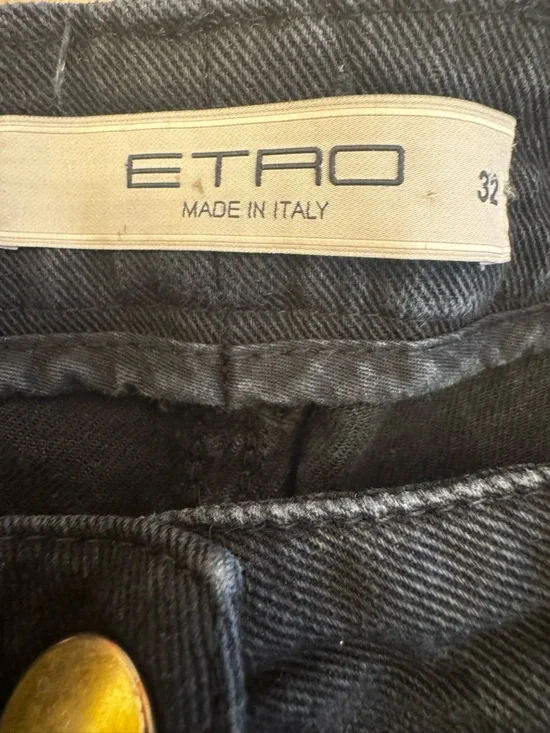 Etro Black Cropped Frayed-Hem Jeans - Picture 2 of 6